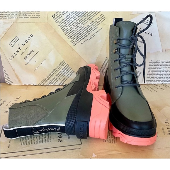 Free People Movement X SOREL Brex Lace Boot Stone Green Black Coral - Picture 10 of 12